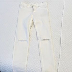 Zara white ripped pants
